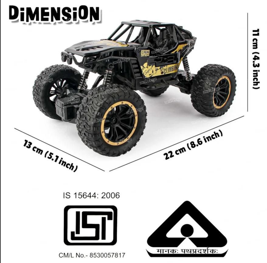 Remote Control Monster Truck Rock Crawler for Kids | Big Off-Road RC Car with Powerful Motors | Stunt & Climbing Toy Car for Boys | Assorted Colors