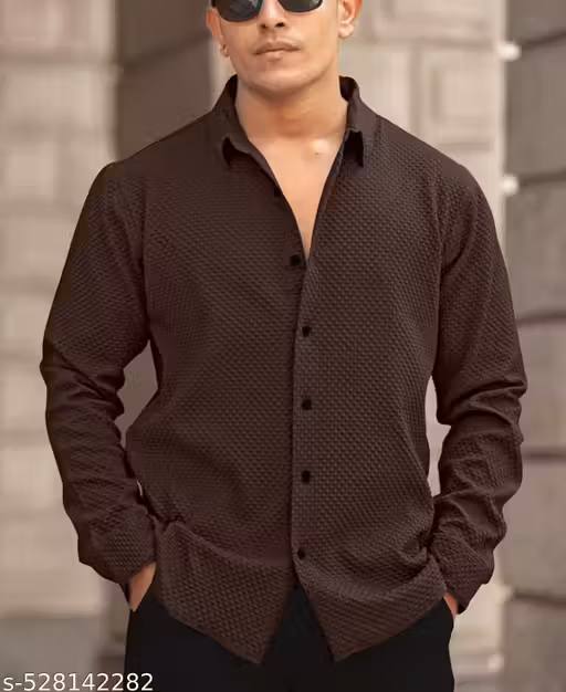 VG BROTHER Men Regular Fit Self Design Spread Collar Casual Shirt
