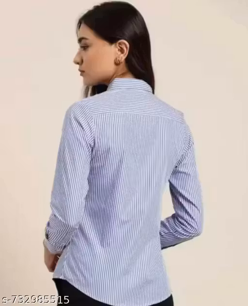 Women & Girl Trending Blue Lining Stripes Shirt New Office Wear
