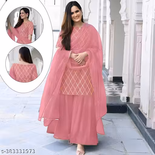 Zestleaf Viscose Rayon Kurta Sharara Set with Dupatta